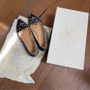 Charlotte Olympia Velvet Cat Flat 37